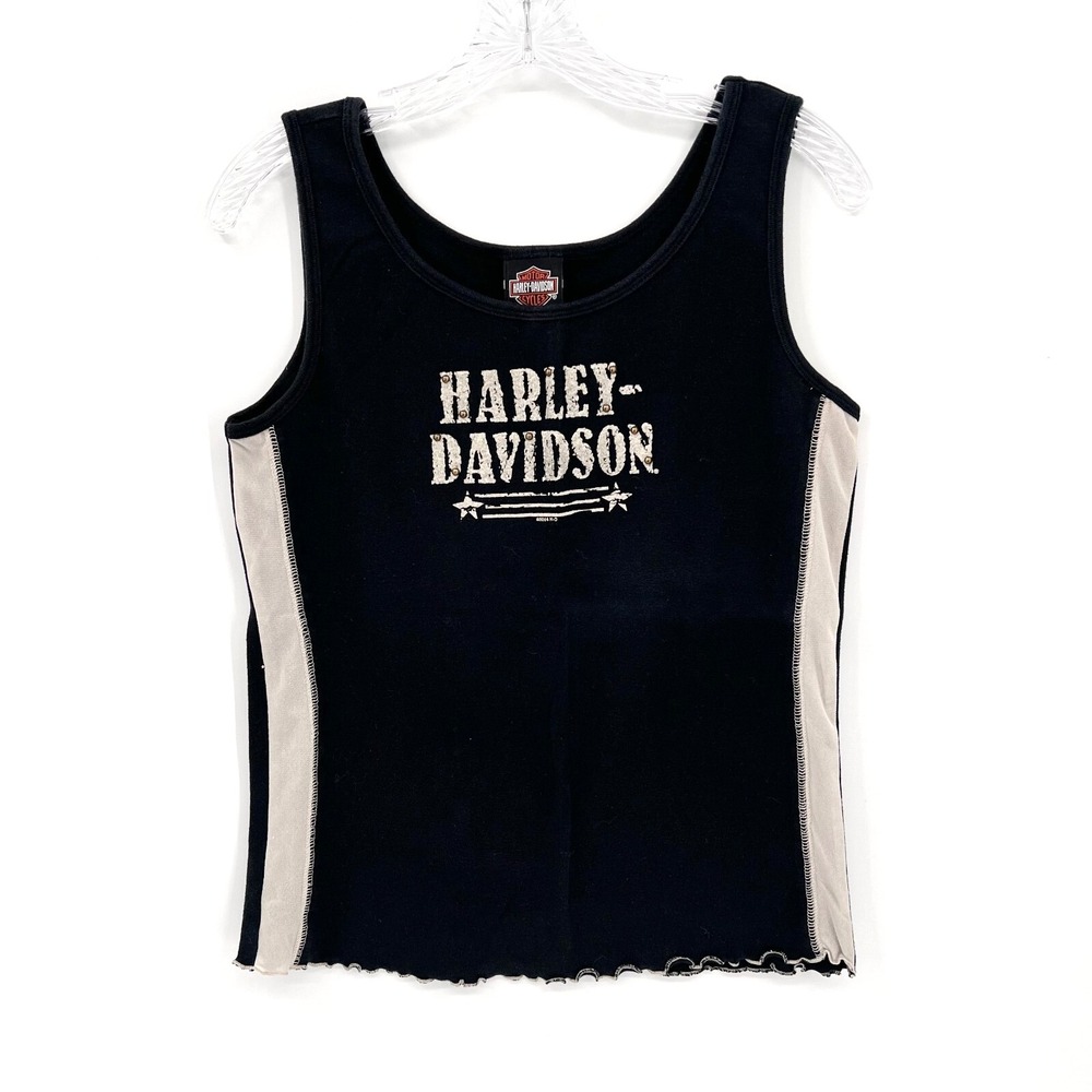 HARLEY DAVIDSON Women's XL* Vintage Studded Sleeveless Tank Top BLACK HILLS, SD